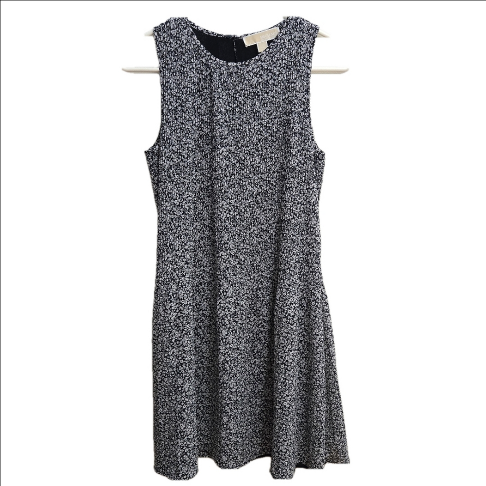 Michael Kors Navy Floral Micro Pleat dress size Small